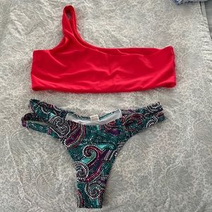 Never worn pink / aqua bikini cheeky bottoms
